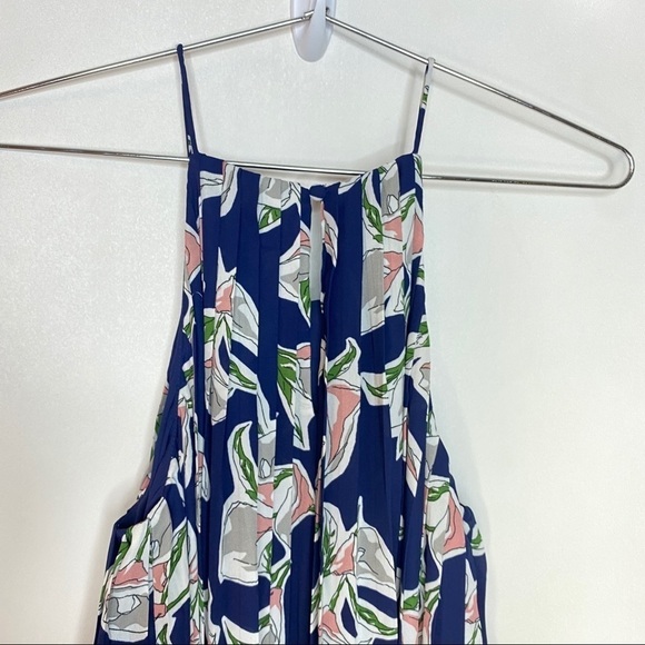 J.O.A. High Neck Pleated Floral Midi Dress Sz M - Picture 7 of 12